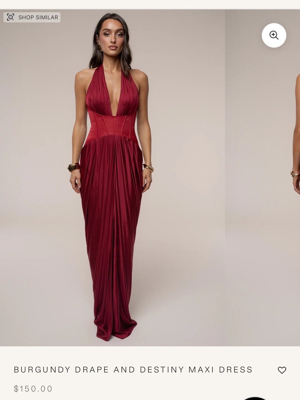 JLUXLABEL Burgundy Halter Drape Maxi Dress